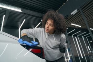 Exterior car detailing in progress at Morris County location