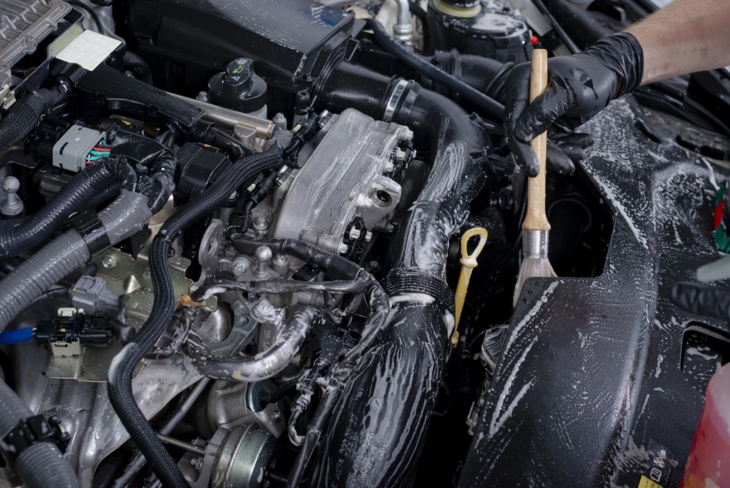 Engine bay cleaning service by Cab Auto Detailing in New Jersey NJ for improved vehicle performance